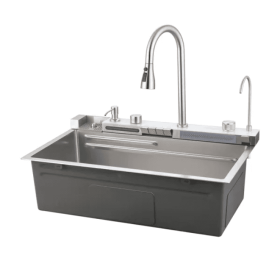 Pull-out Facuet Single Bowl Sink Kitchen Vegetable Sink 304 Whale Waterfall Sink Dish Sink Household Vegetable Washing Basin (Option: Style1)